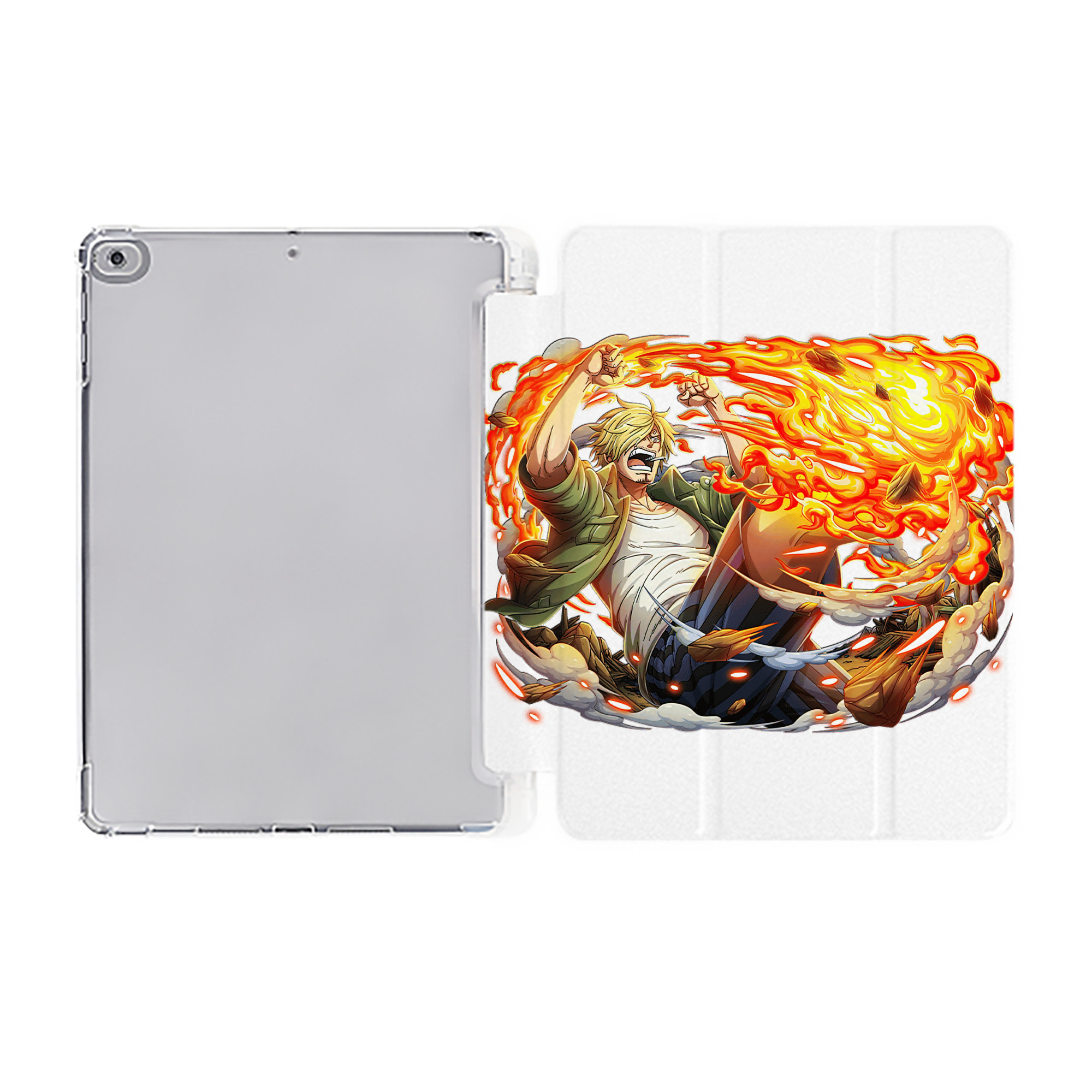 （画像用） ワンピース サンジ ONE PIECE Sanji IPad ケース ペン収納付き 三つ折りスタンド PUレザー×シリコン 対応機種9.5/10.5/10.9インチ
